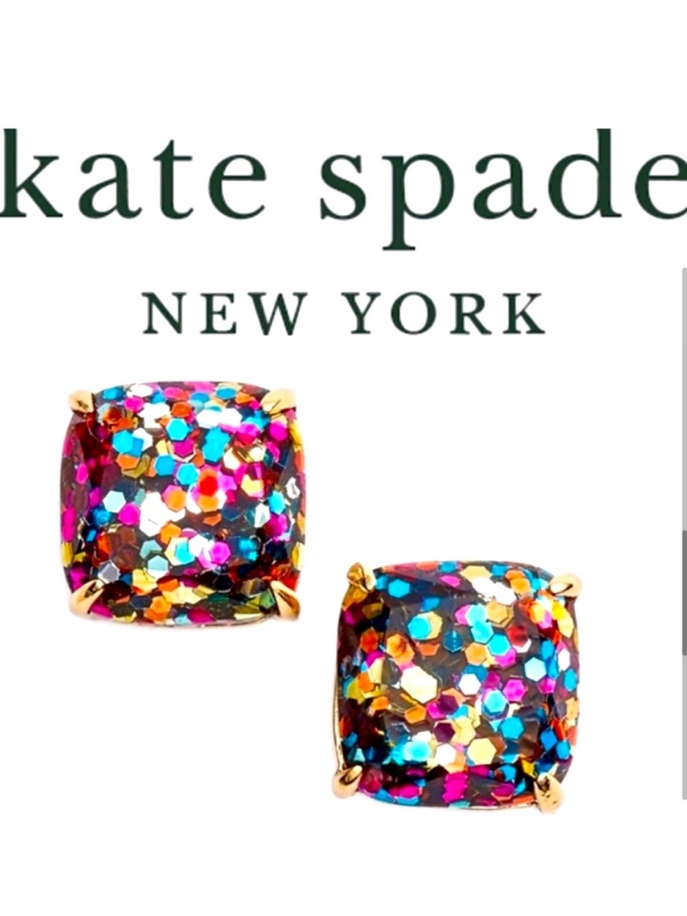 kate spade Multicolor Glitter Cushion Stud Earrings